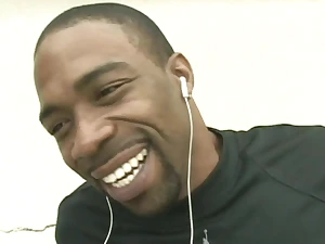 Watch Carly, the ebony goddess, shoot off every last drop of his ball-sucking skills